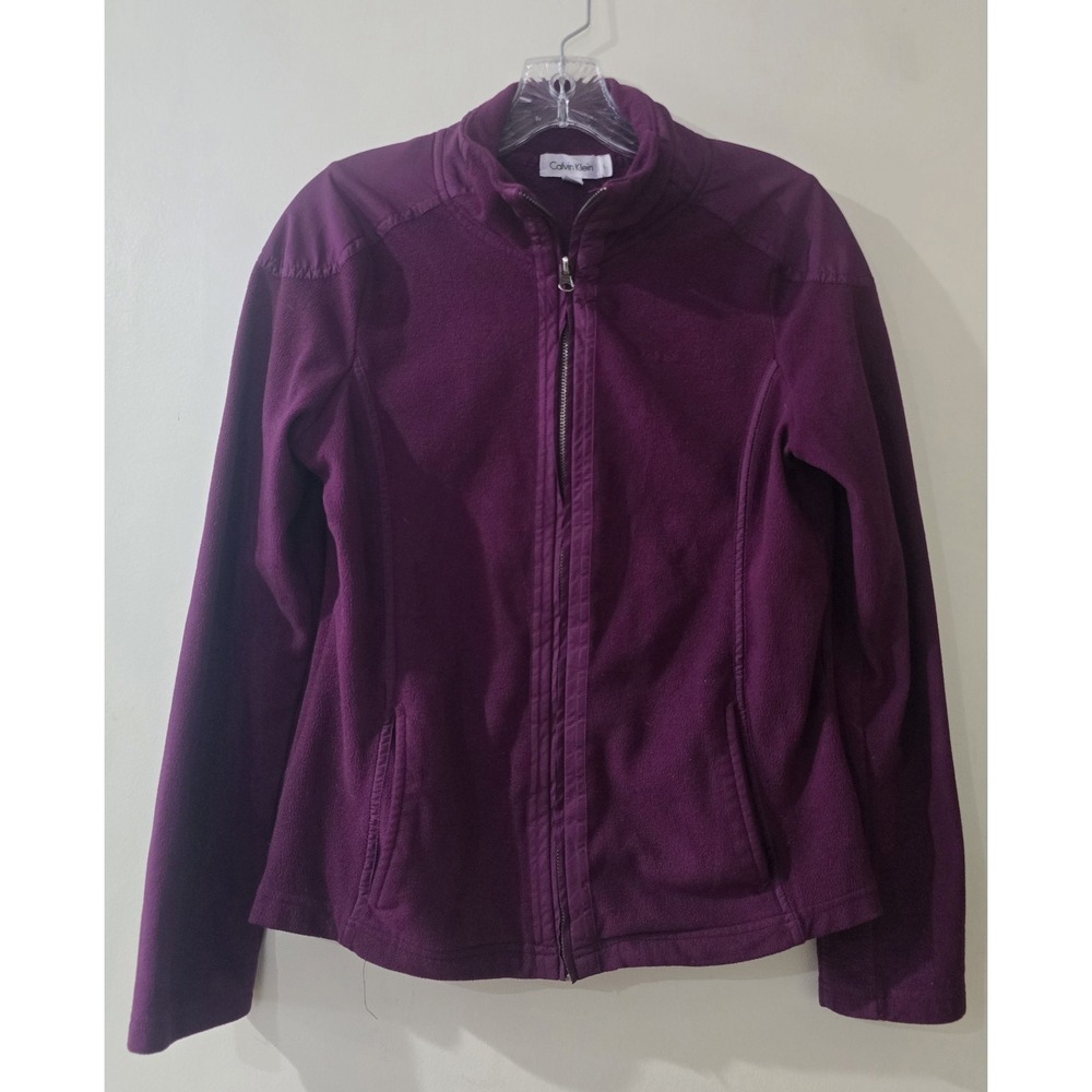 Calvin Klein Women's Fleece Jacket Zip Up Purple